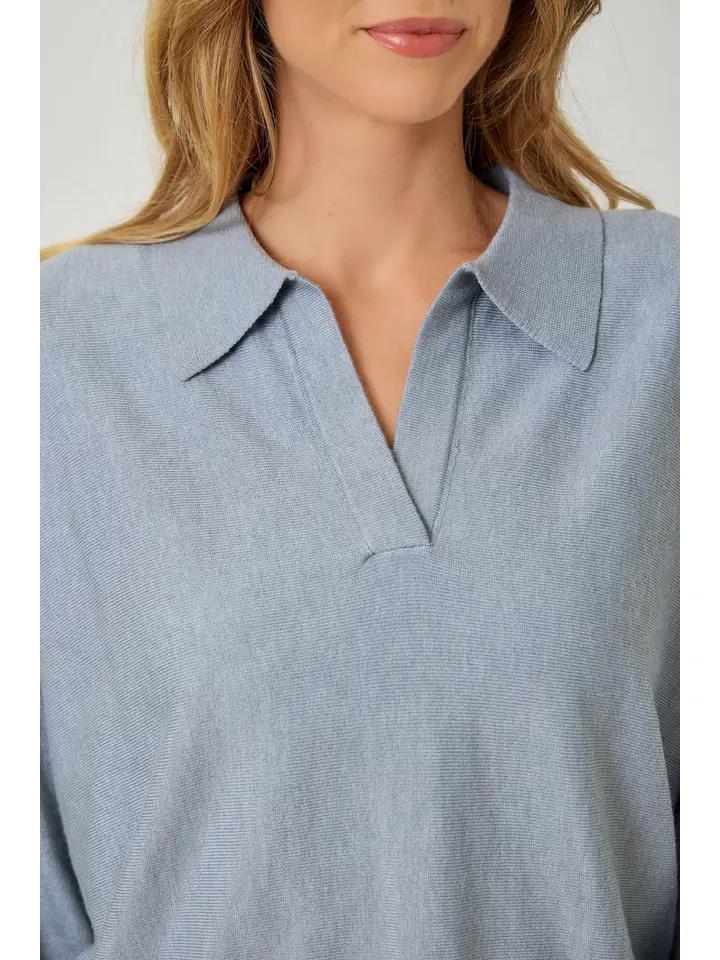 Soft Blue Polo Sweater