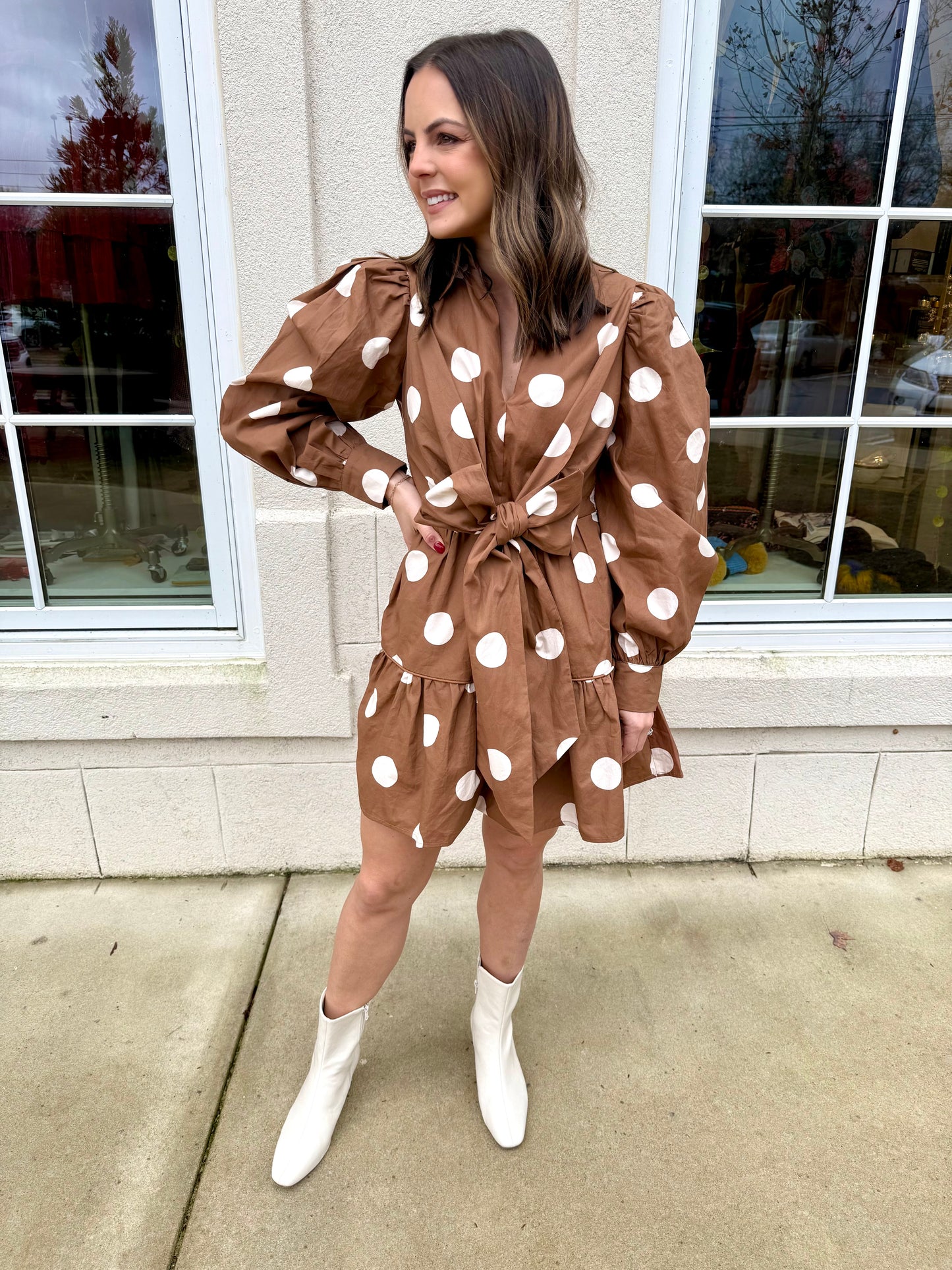 Brown and Cream Polka Dot Mini