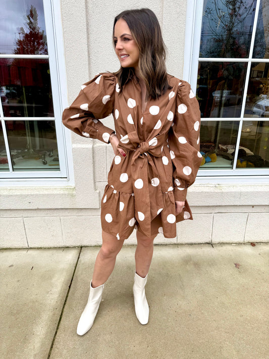 Brown and Cream Polka Dot Mini