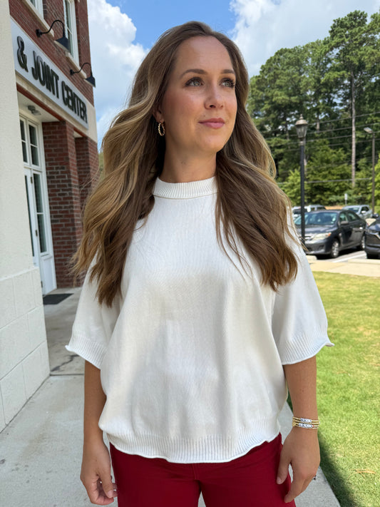 Cream Cashmere Drop Shoulder Sweater