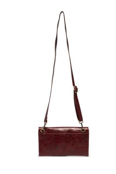 Wine Caterina Handle Clutch Crossbody