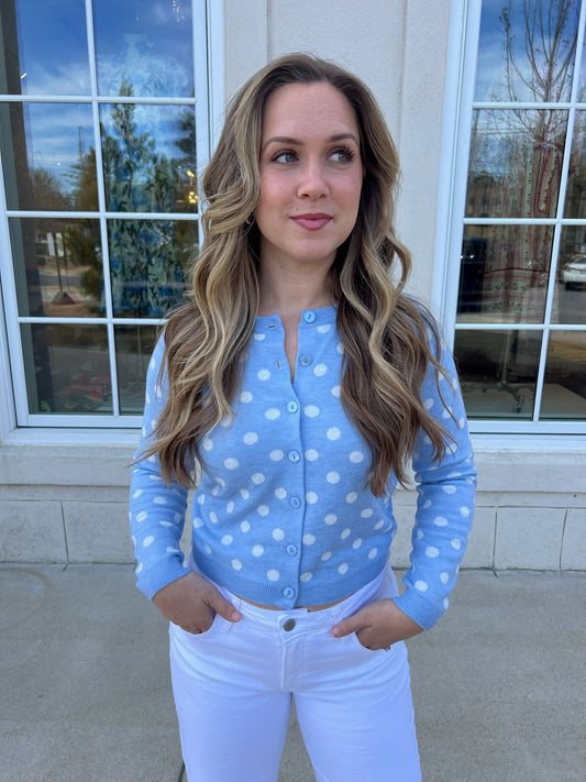 Lt Blue with Off White Callie Cardi