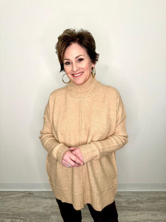 Latte Ribbed Hem Sweater