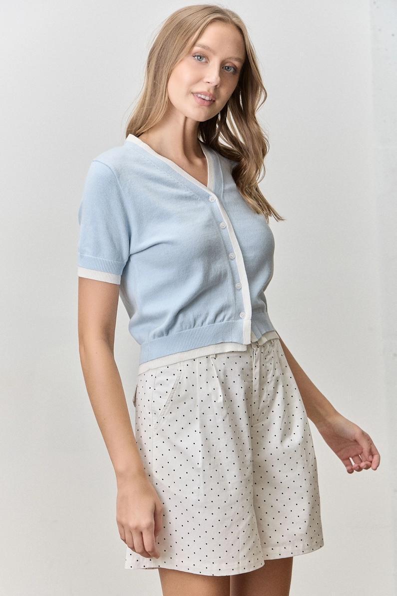 Ivory and Lt Blue Sweater Top