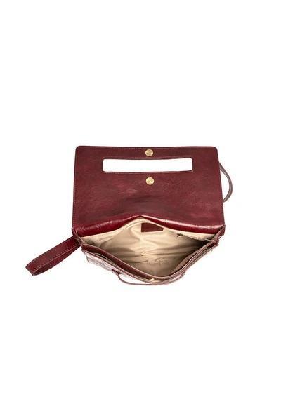 Wine Caterina Handle Clutch Crossbody