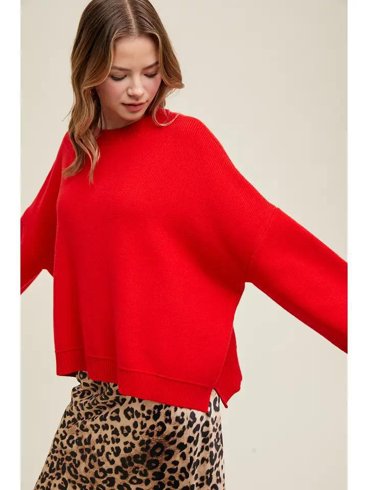 Red Drop Shoulder Sweater