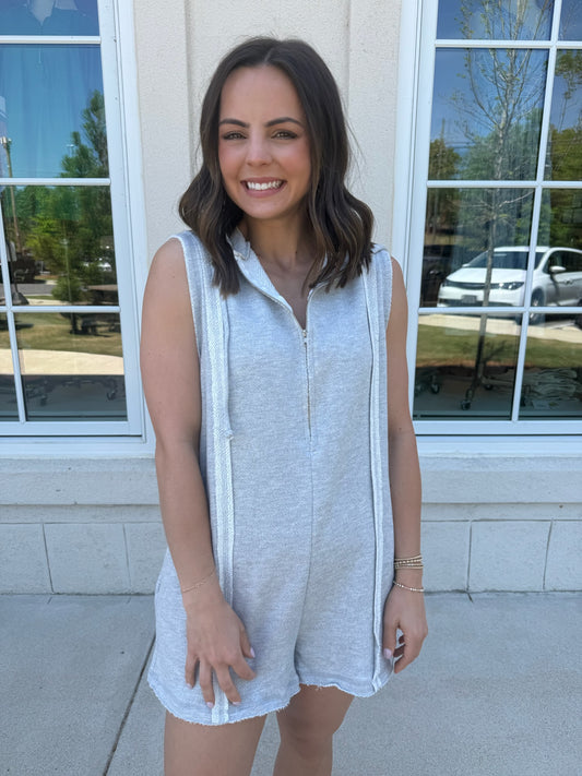 Heather Grey Hoodie Romper