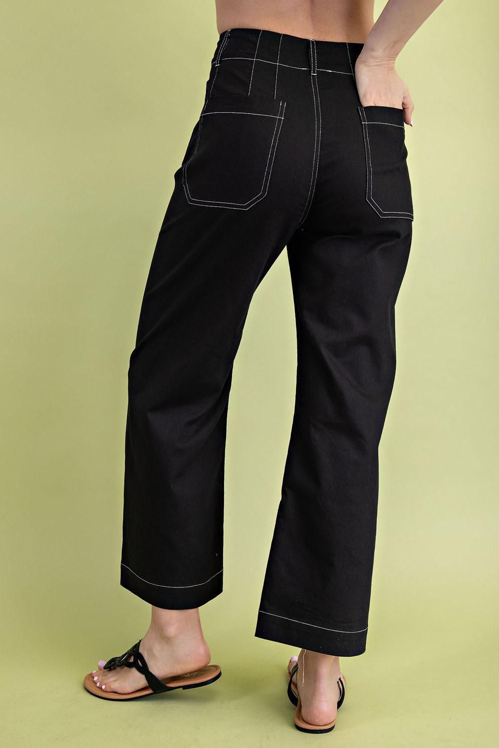 Black Cropped Wide Leg Pants