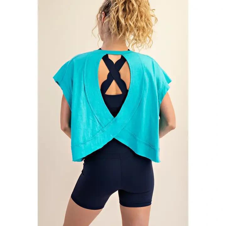 Turquoise Cotton Slub Top