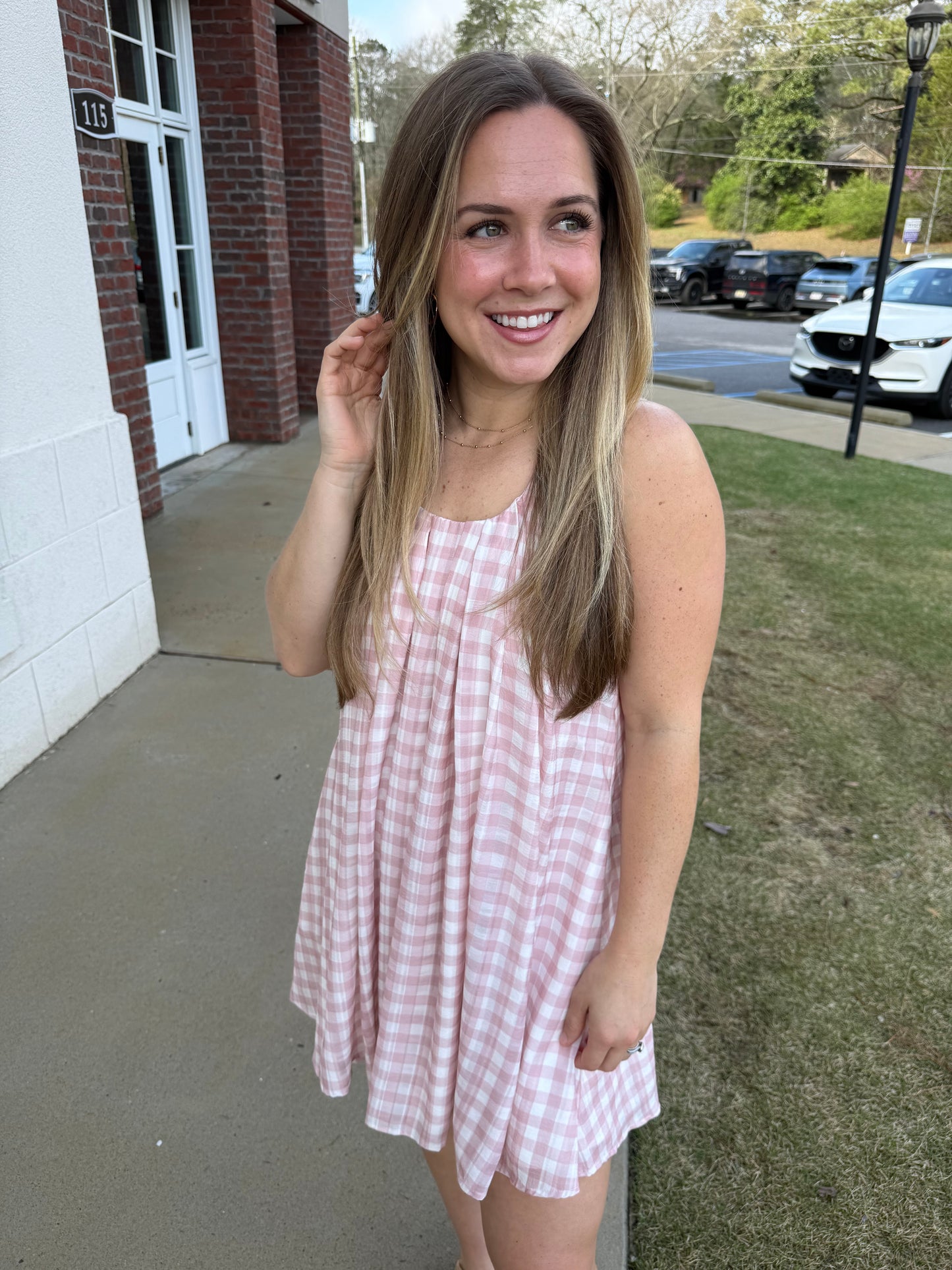 Dusty Pink and Off White Gingham Mini