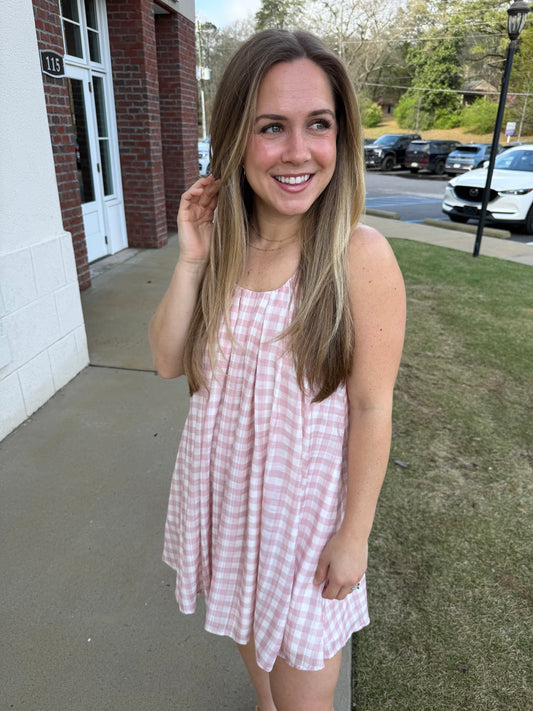 Dusty Pink and Off White Gingham Mini