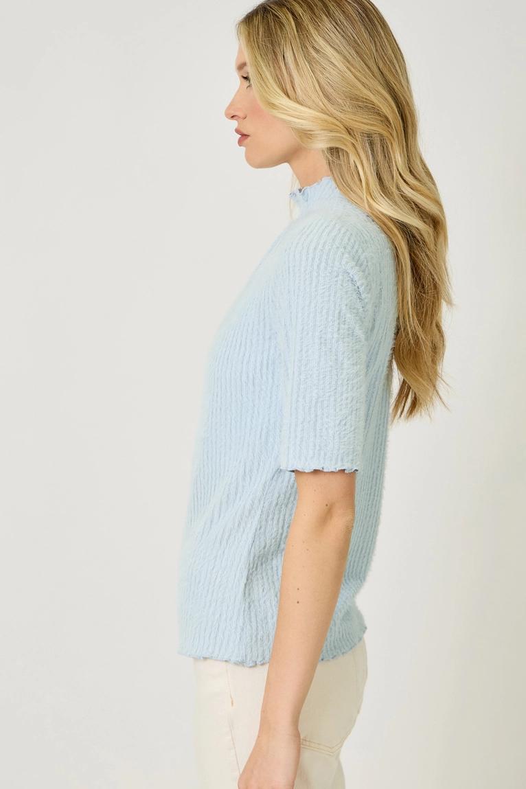 Soft Blue Lettuce Edge Fuzzy Top