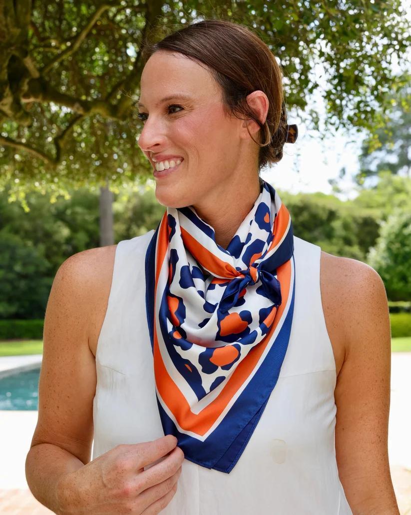 Meredith Navy and Orange Scarf Med