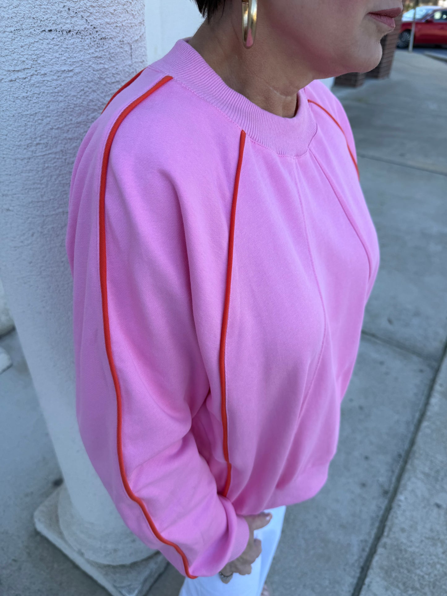 Bubblegum Pink Ragland Sleeve Sweatshirt