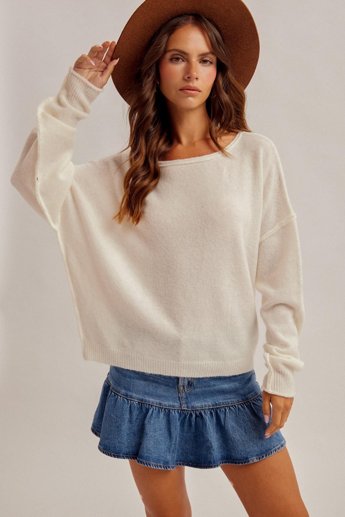 Vanilla Roll Edge Oversized Sweater