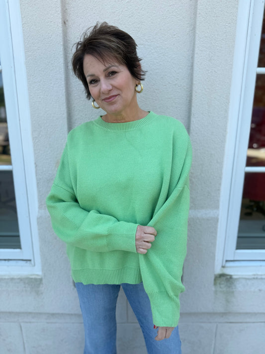 Honeydew Drop Shoulder Sweater