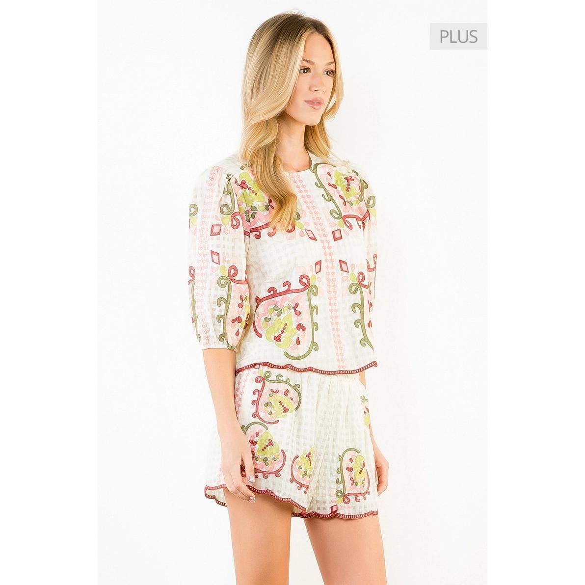 Cream Multi Embroidered Shirt