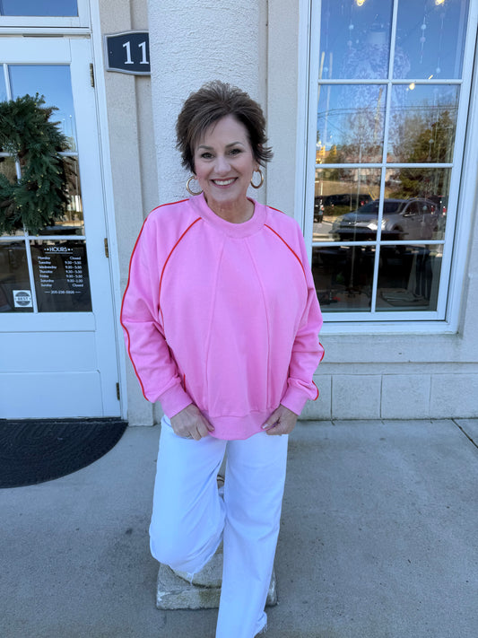 Bubblegum Pink Raglan Sleeve Sweatshirt