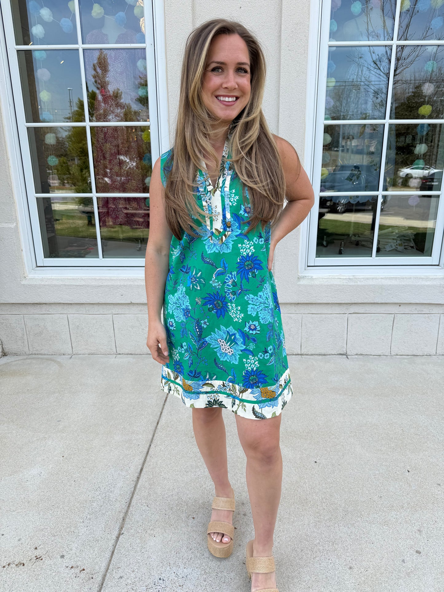 Green Floral Print Dress
