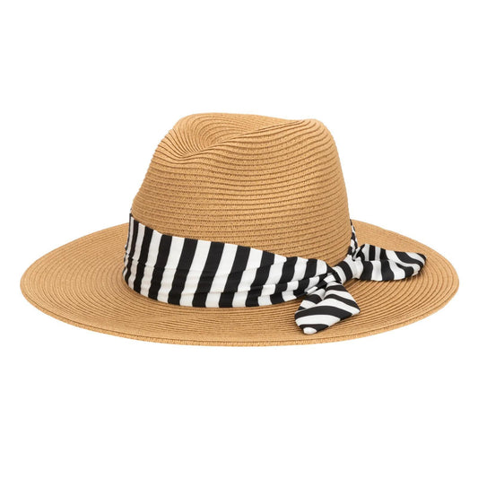 Gidget Fedora with Black Striped Scarf