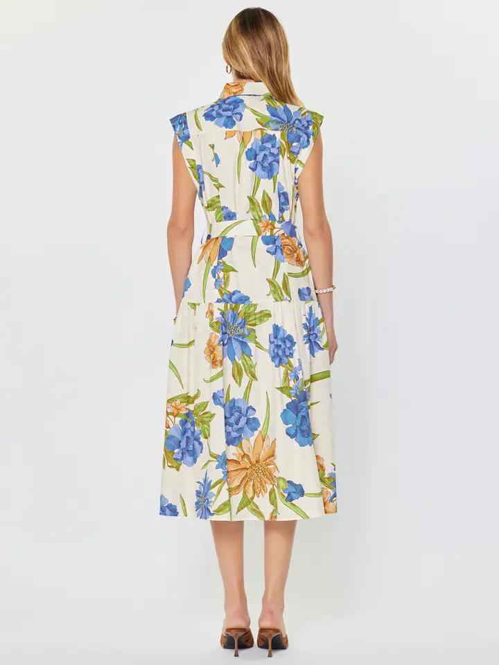 White with Multi Floral Printed Dress