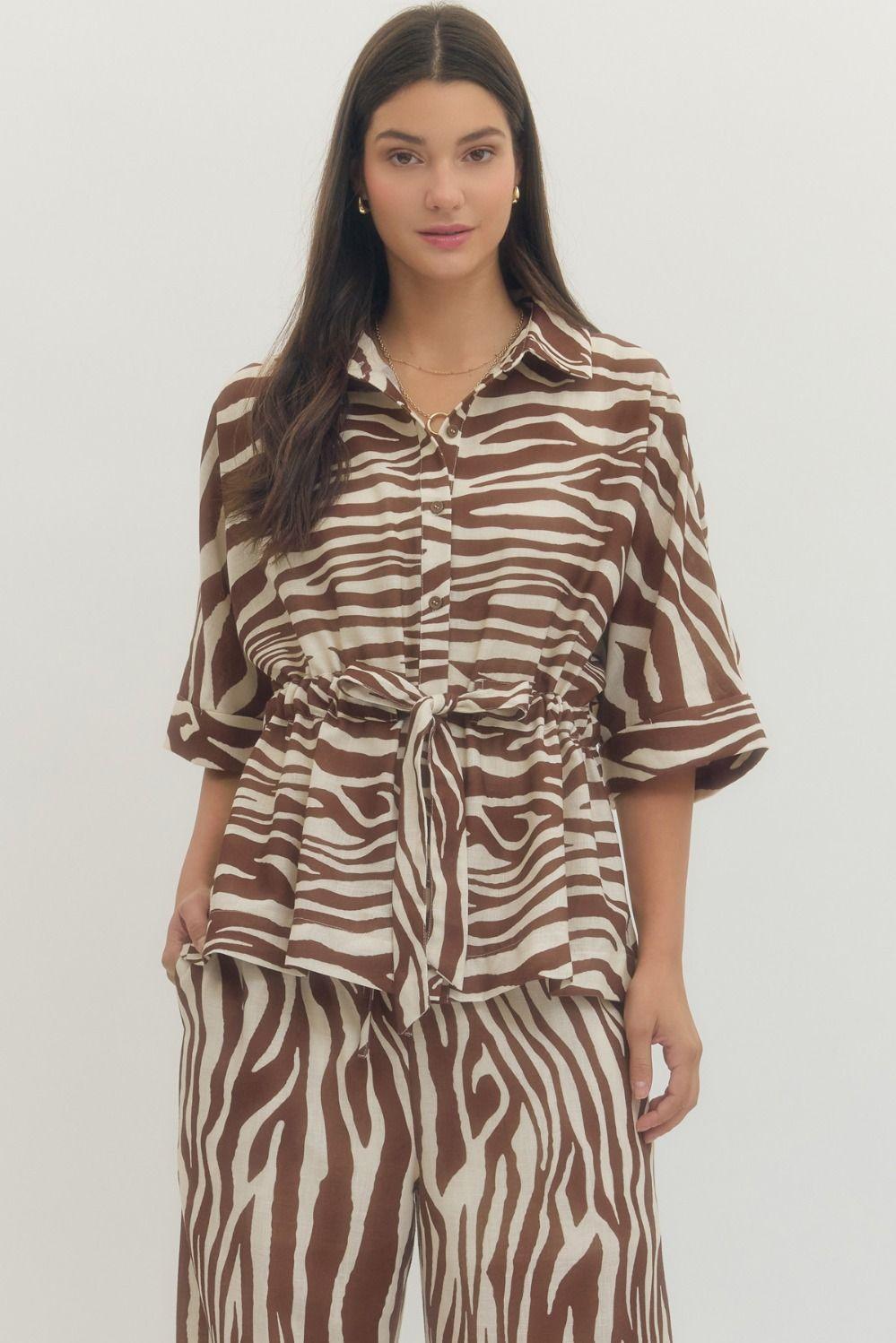 Brown Zebra Print Shirt