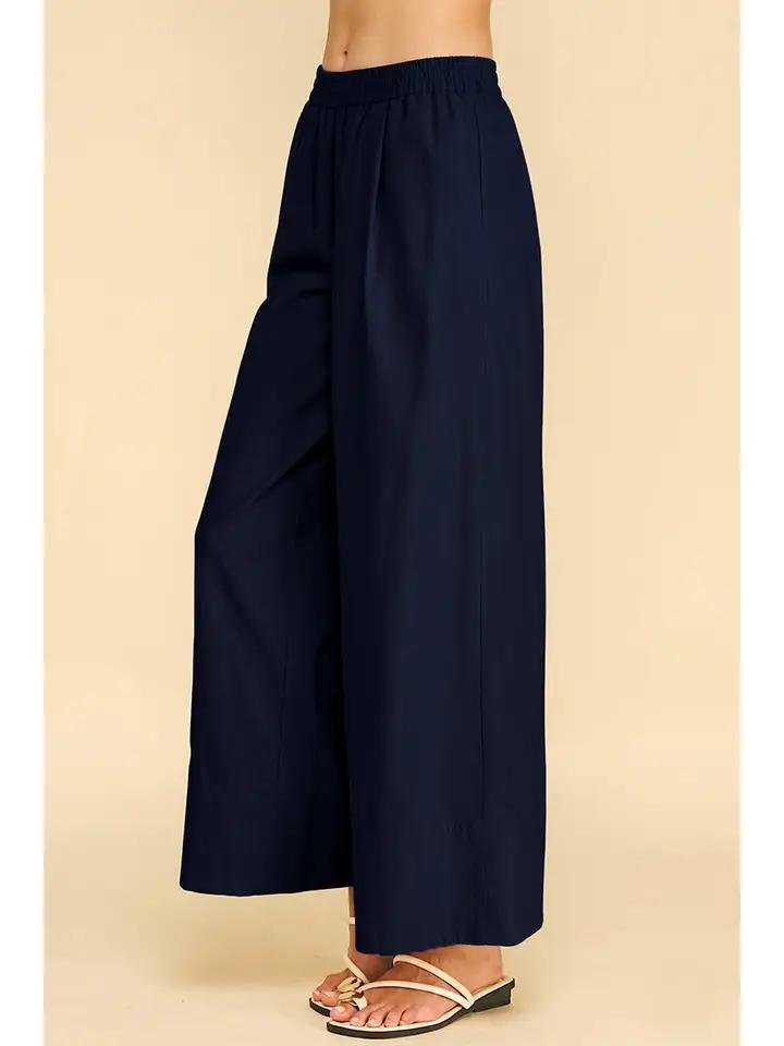 Deep Navy Corduroy Wide Leg Pant
