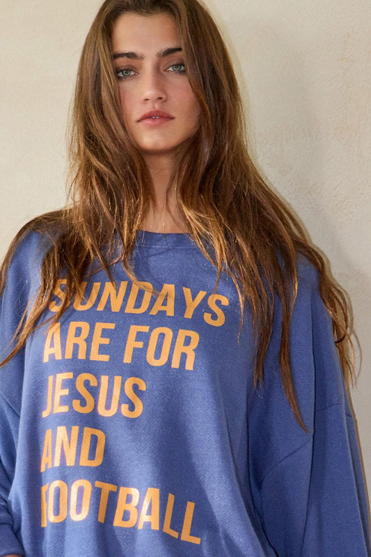 Denim "Sundays are for Jesus..." Sweatshirt