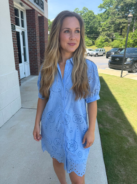 Sky Blue Eyelet Dress