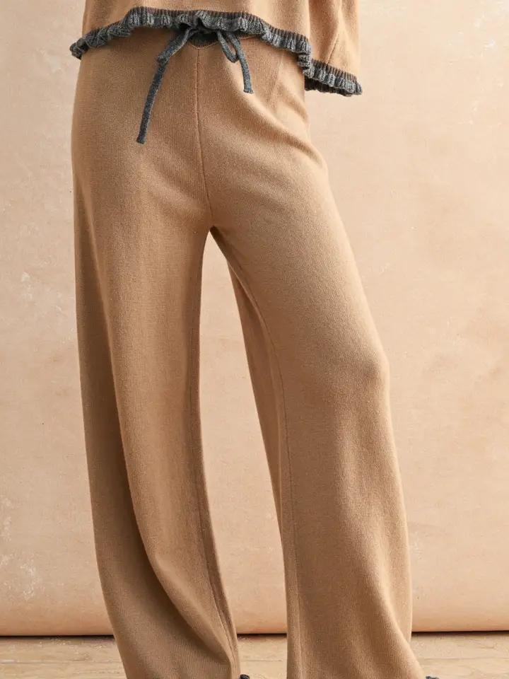 Mocha and Grey Ruffled Knit Set