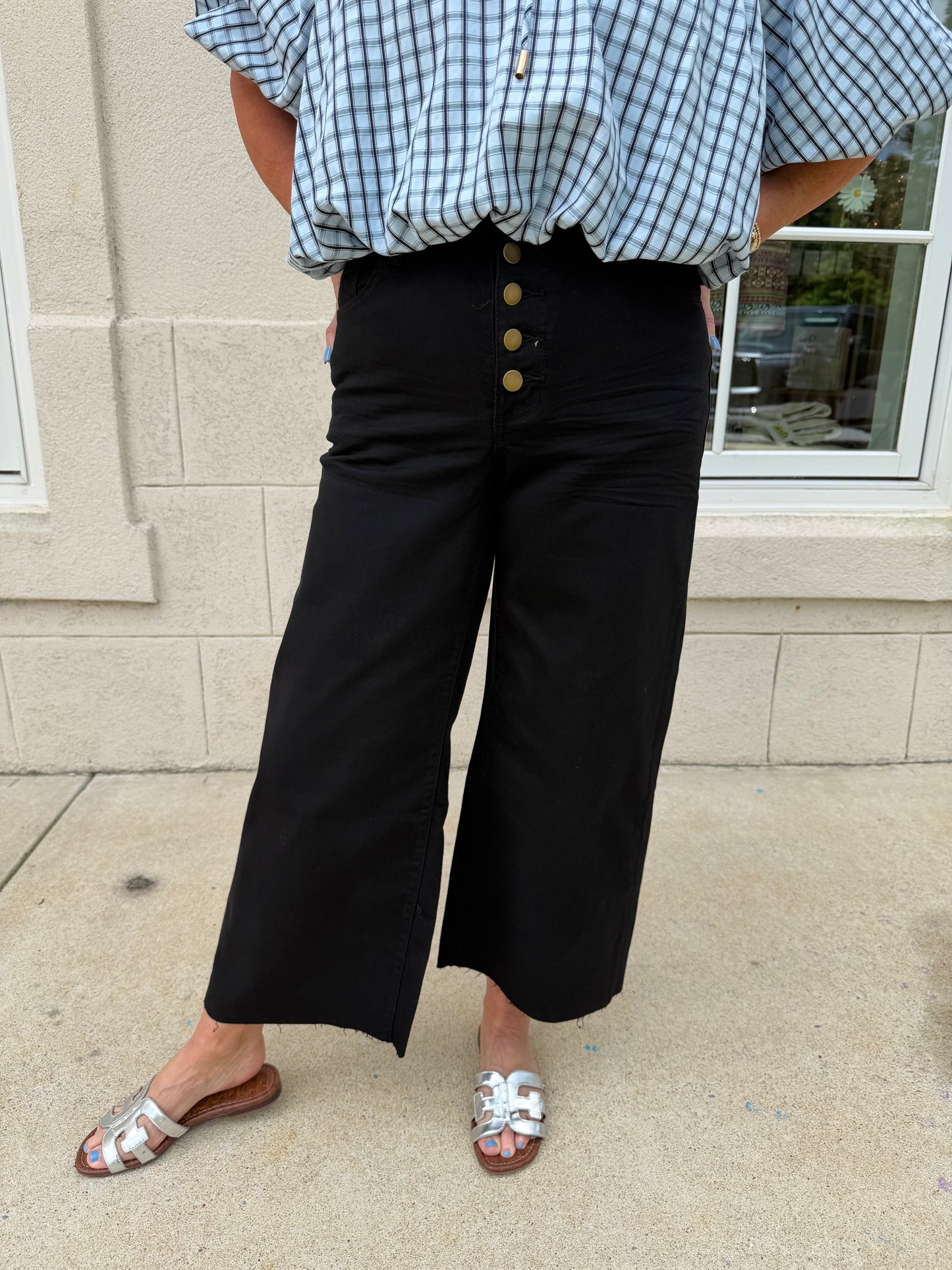 Black Button Front Stretch Jean