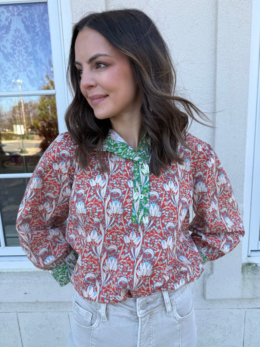 Orange and Floral Mixed Top
