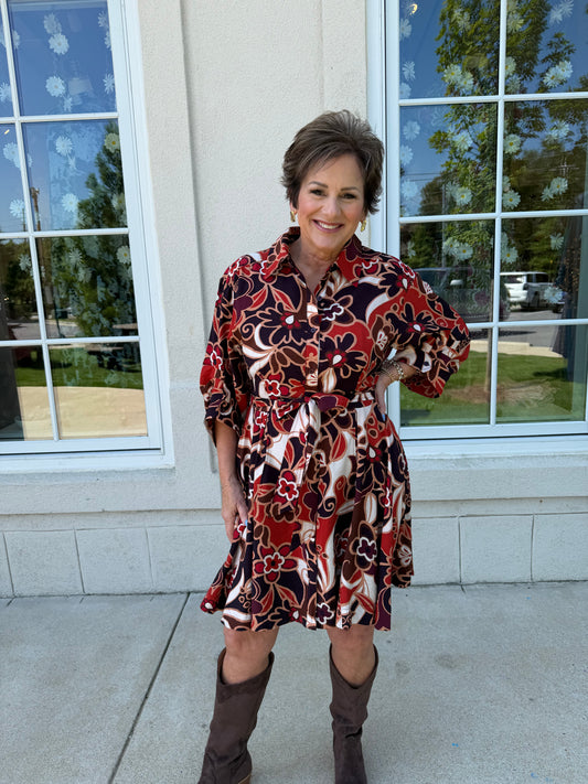 Purple Multi Abstract Floral Dress