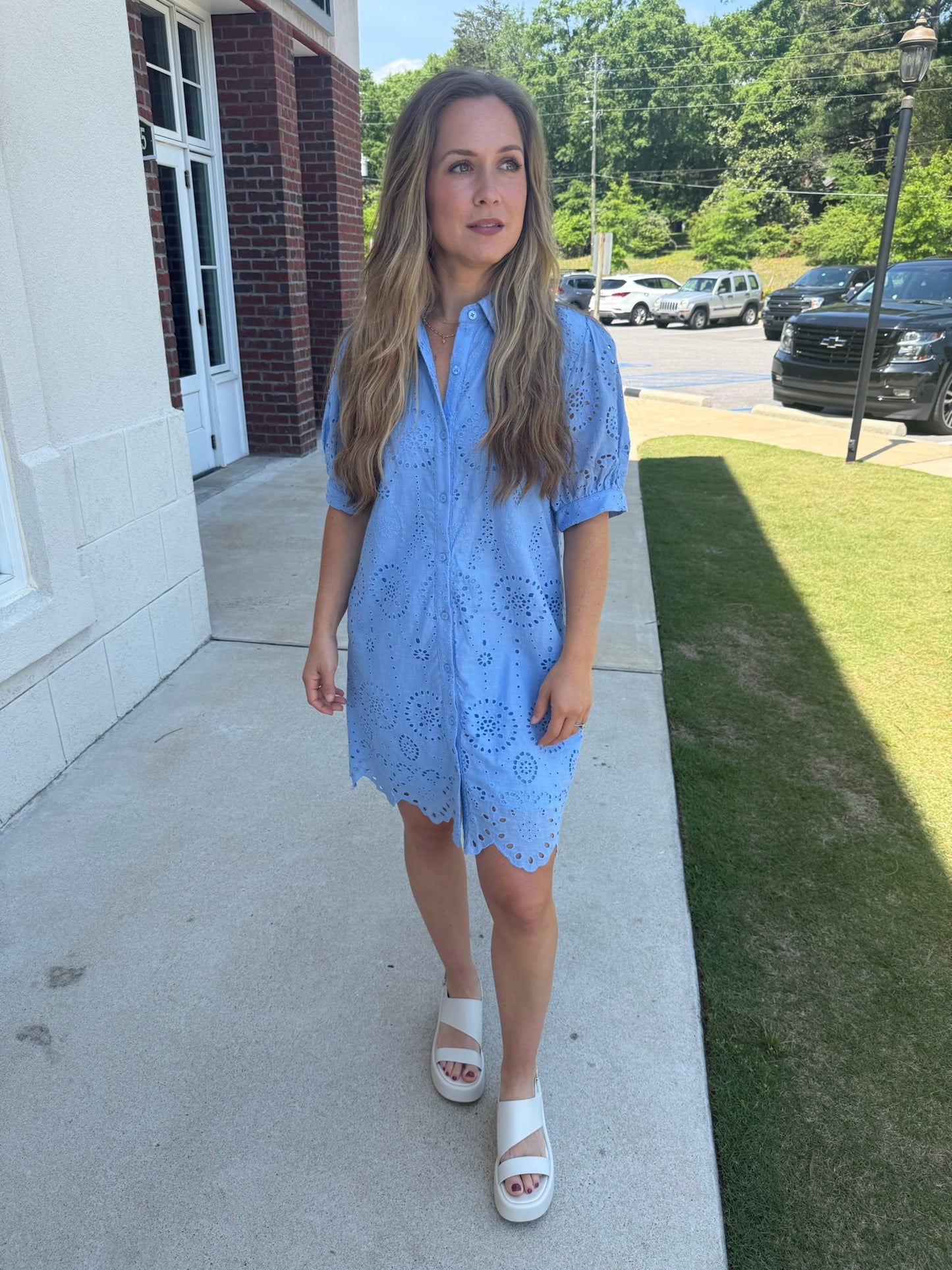 Sky Blue Eyelet Dress