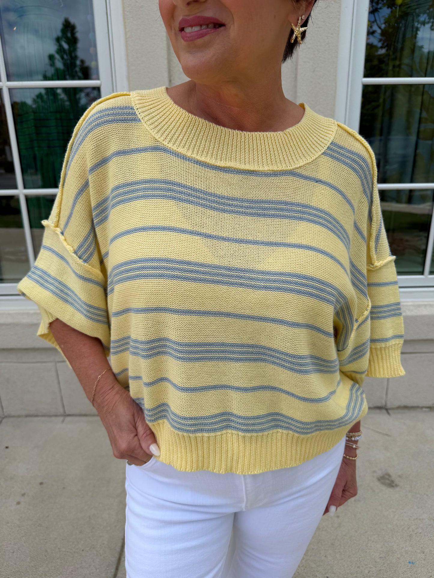 Lemondrop and Blue Relaxed Sweater
