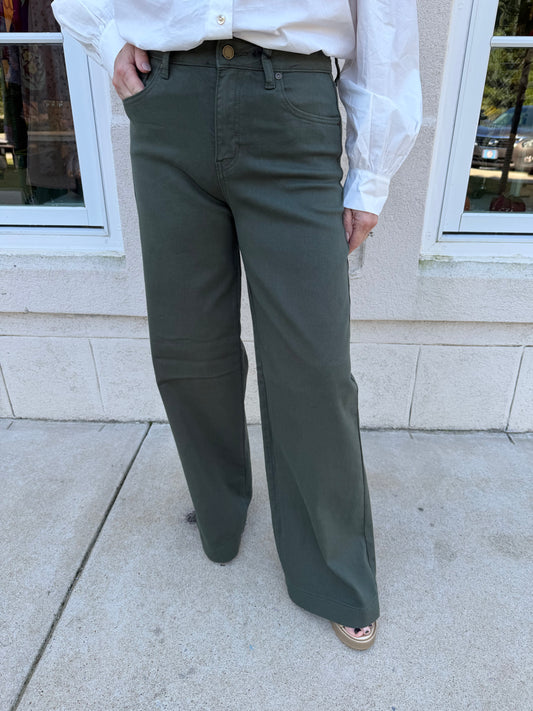 Dark Olive Clean Hem Jeans