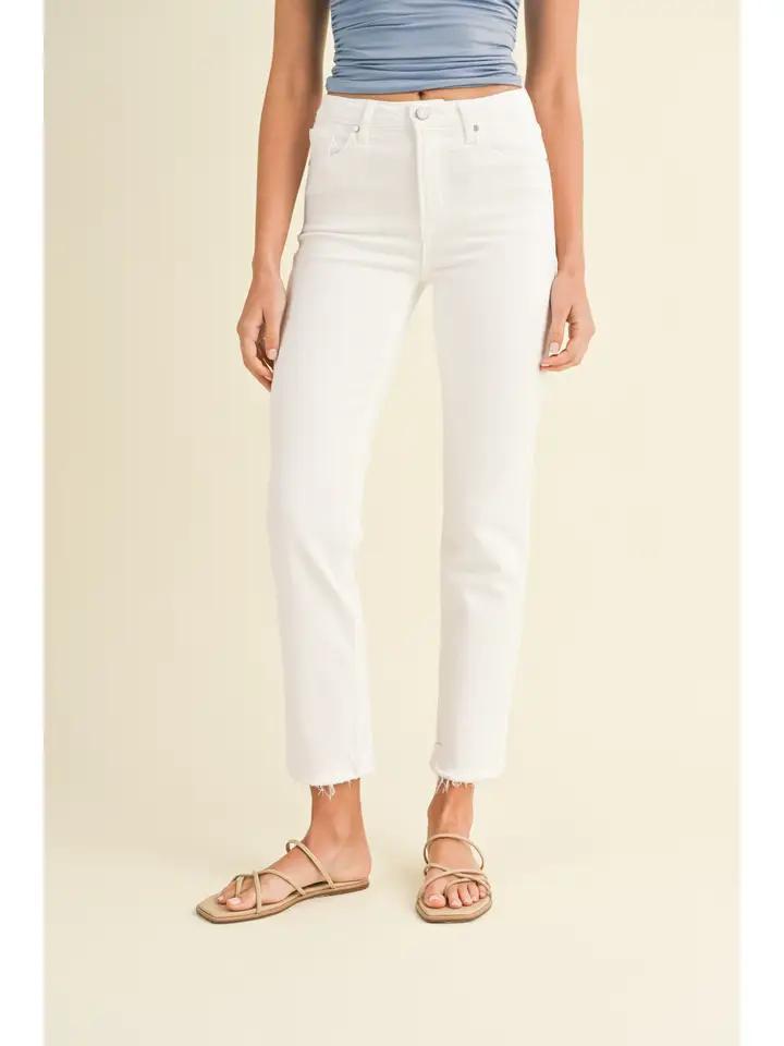 Optic White Hem Detail Comfort Straight