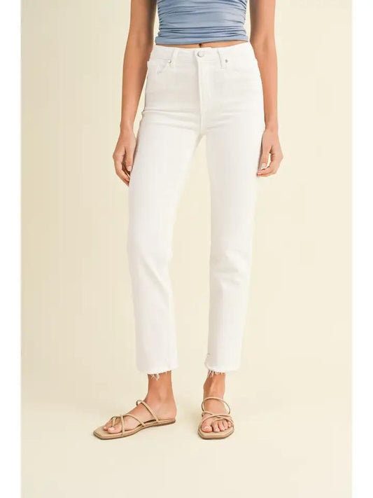 Optic White Hem Detail Comfort Straight