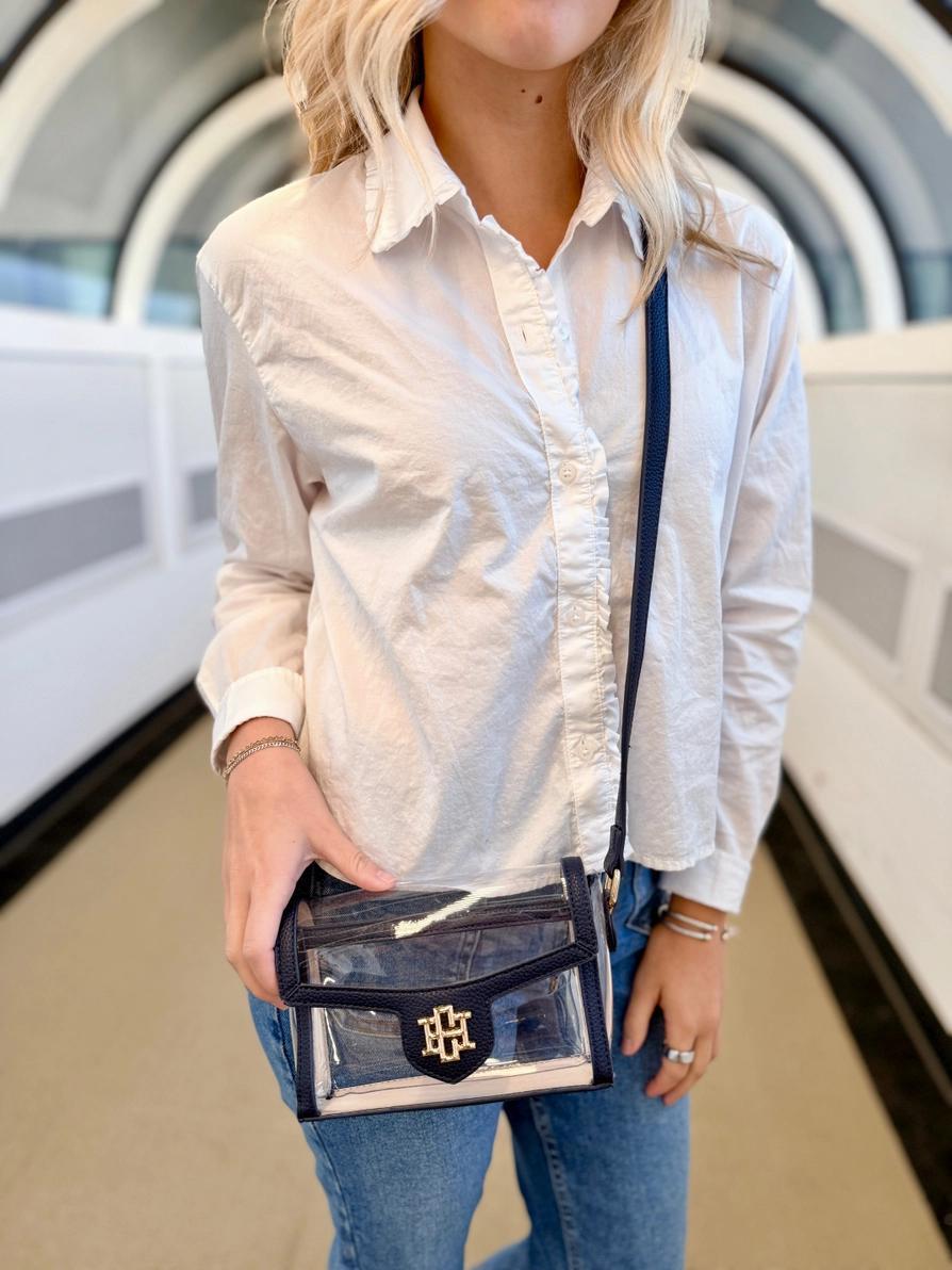 Navy Anna Clear Bag