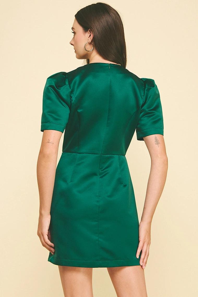 Green Ribbon Detailed Mini Dress