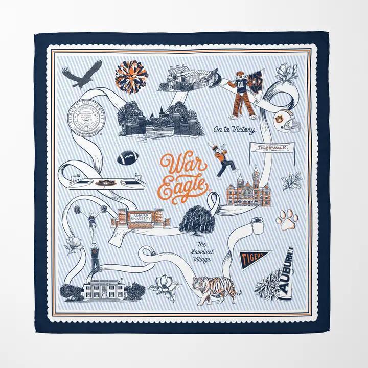 Auburn University Striped Silk Scarf