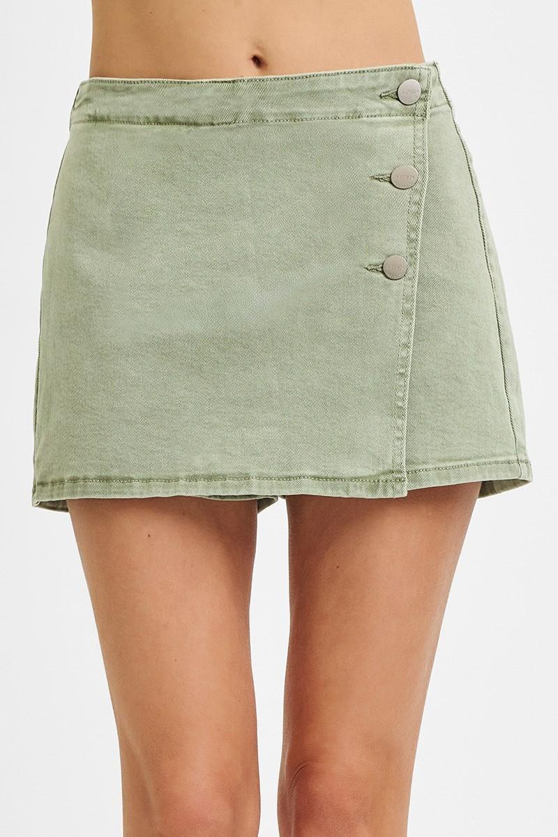 Olive HR Button Down Skort