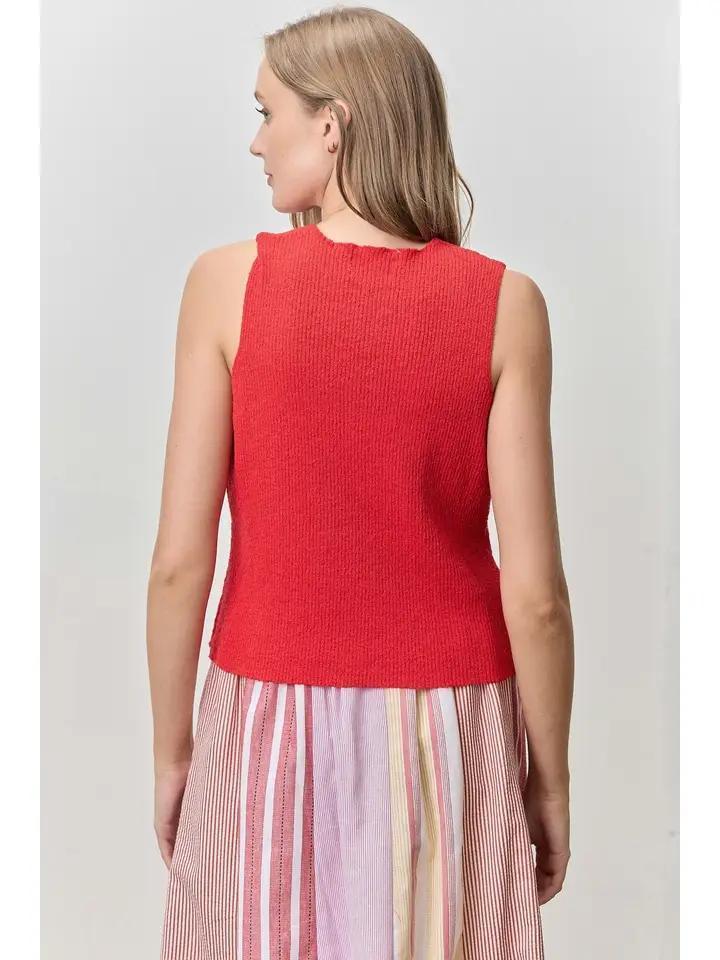 Red Knit Vest Top