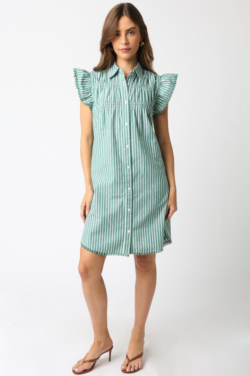 Green and White Honor Stripe Dress