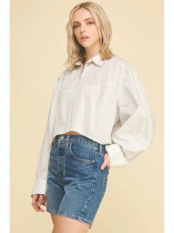 White Striped Button Down Shirt