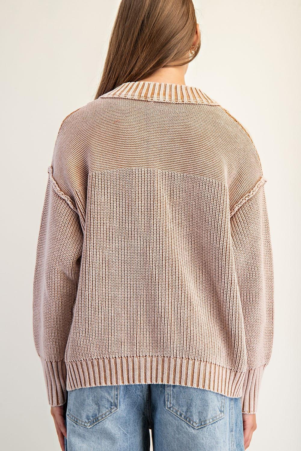Washed Walnut Half Button Pullover