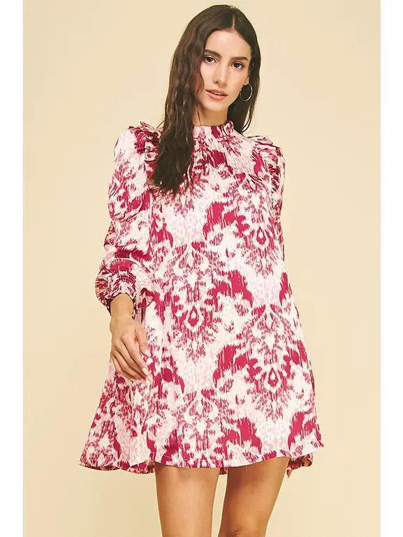 Red Print Tunic Mini Dress