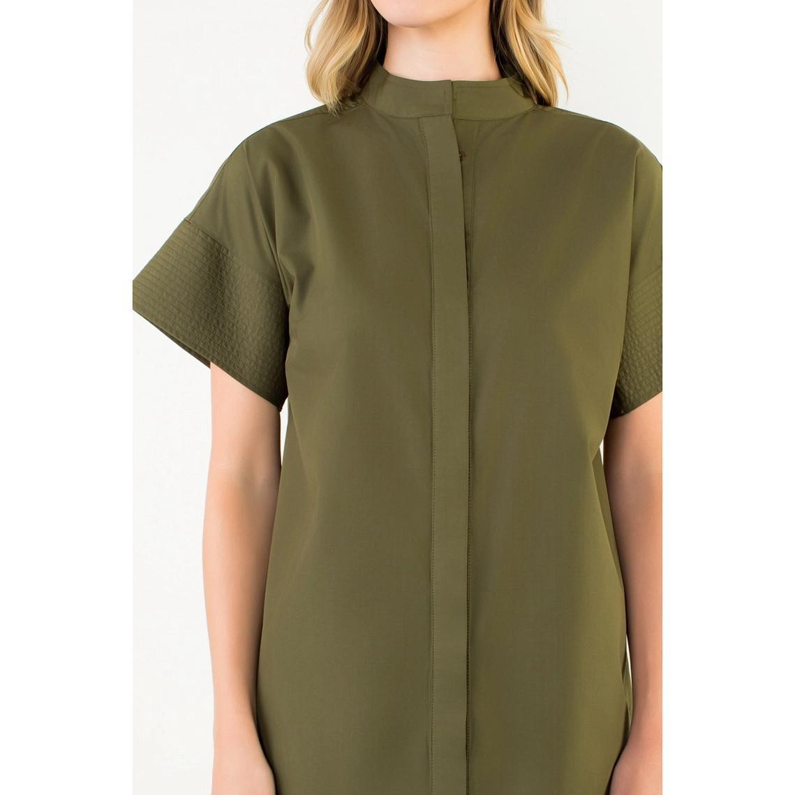 Verdigris Short Sleeve Button Dress