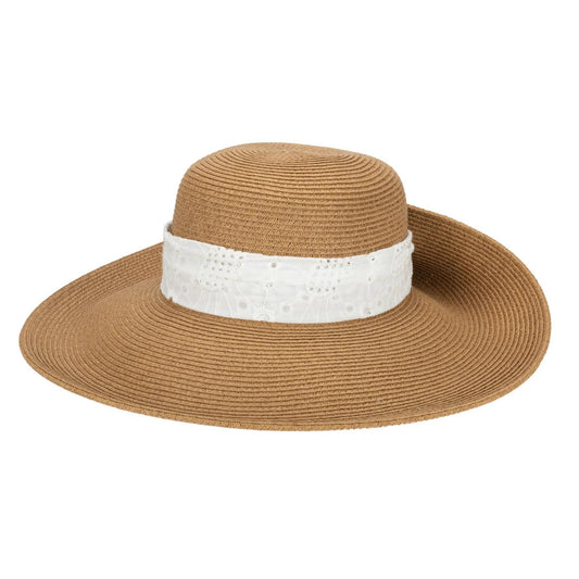 White Eyelet Foldback Sun Hat