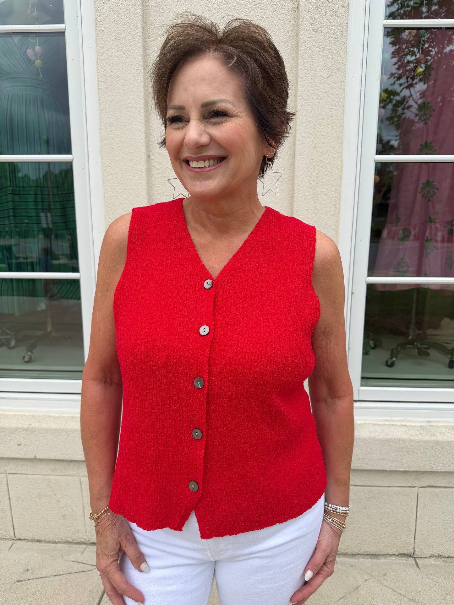 Red Knit Vest Top